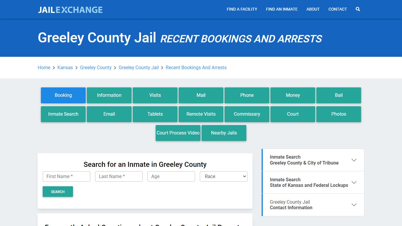 Greeley County Jail Recent Bookings And Arrests - Jail Exchange