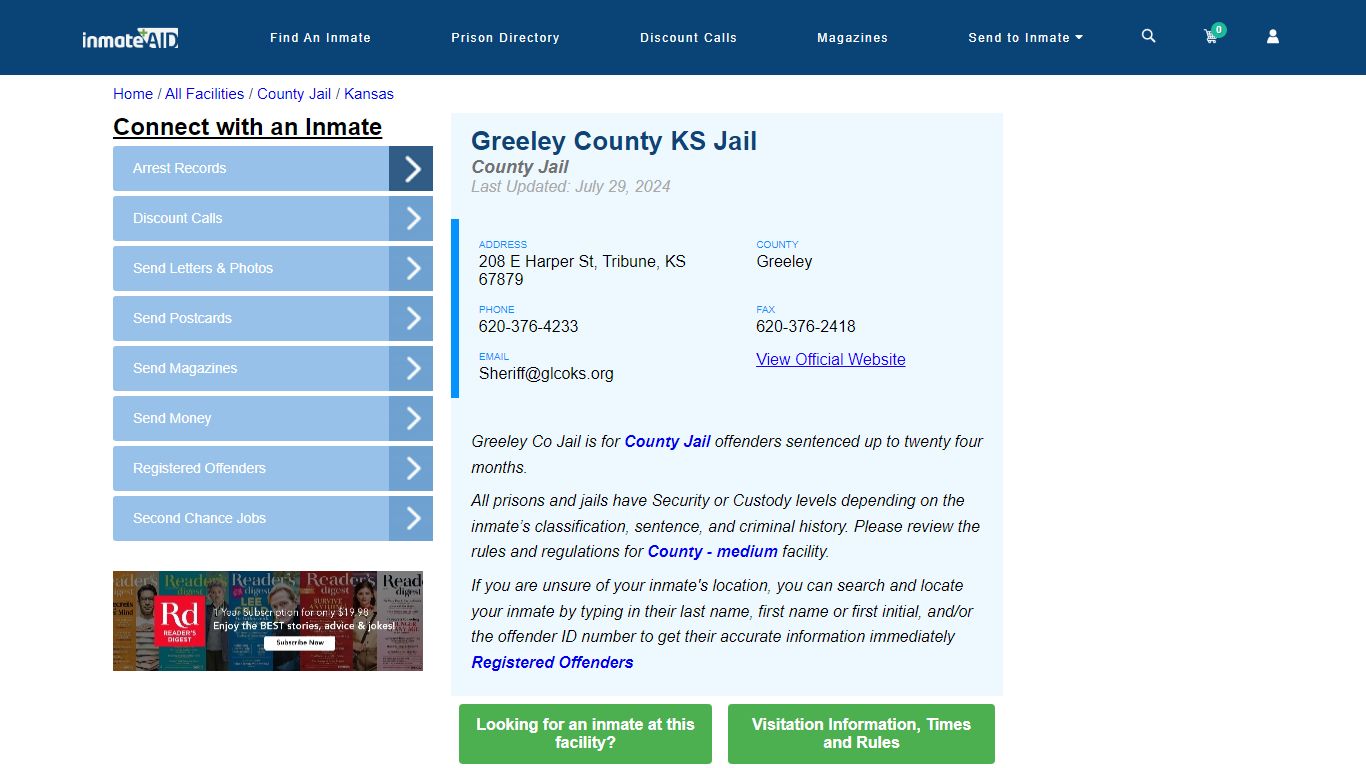 Greeley County KS Jail - Inmate Locator