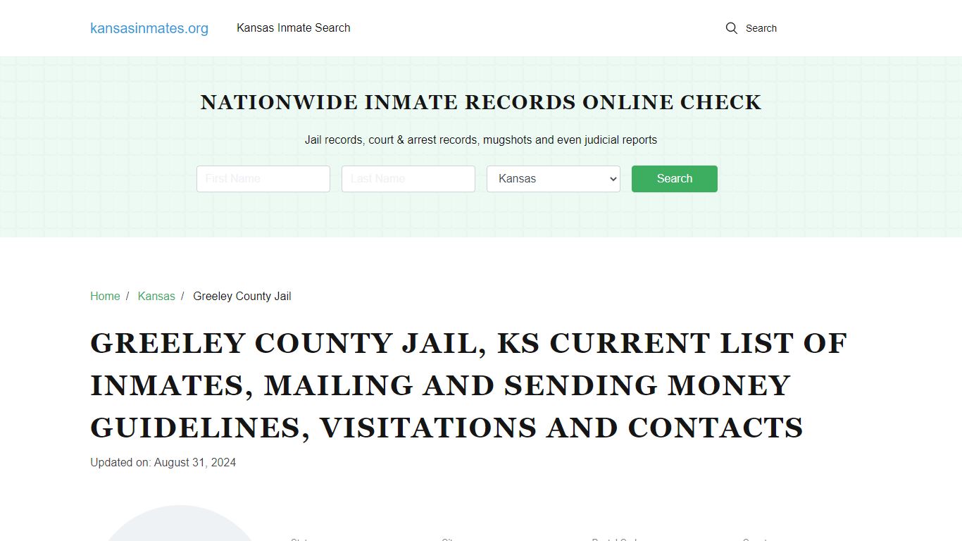 Greeley County Jail, KS: Offender Locator, Visitation & Contact Info